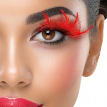 FAUX CILS PLUMES ROUGES