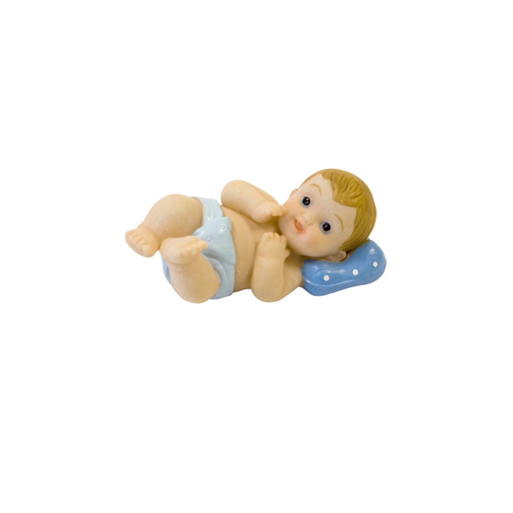 FIGURINE BÉBÉ ALLONGÉ RÉSINE 5 CM BLEU