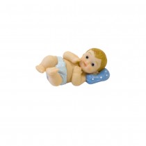 FIGURINE BÉBÉ ALLONGÉ RÉSINE 5CM BLEU