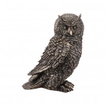 FIGURINE CHOUETTE DÉCO RÉSINE 11X15X19.5CM BRONZE