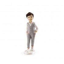 FIGURINE COMMUNIANT RÉSINE JULES 15.5CM GRIS