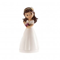 FIGURINE COMMUNIANTE FILLE DIADÈME 13CM BLANC