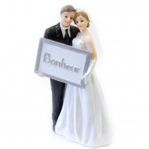 FIGURINE COUPLE MARIÉS CADRE PHOTO BONHEUR 15CM