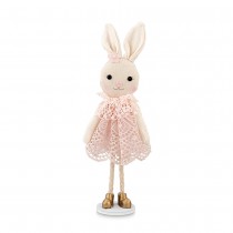 FIGURINE LAPIN ANTHROPOMORPHE ROBE DEBOUT 20CM ROSE