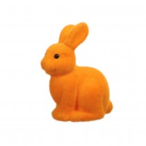 FIGURINE LAPIN ASSIS TISSU FLOQUÉ 12X21CM ORANGE