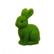 FIGURINE LAPIN ASSIS TISSU FLOQUÉ 12X21CM VERT