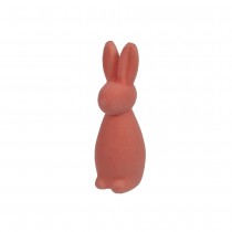 FIGURINE LAPIN DEBOUT TISSU FLOQUÉ 20CM CORAIL
