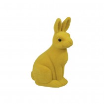 FIGURINE LAPIN DEBOUT TISSU FLOQUÉ 25.5CM JAUNE