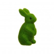 FIGURINE LAPIN DEBOUT TISSU FLOQUÉ 8.5X17CM VERT