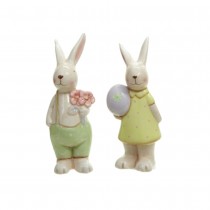 FIGURINE LAPIN PÂQUES PORCELAINE 15CM