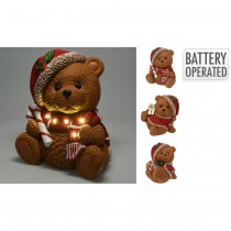 FIGURINE LED OURS BRUN DÉCO NOËL 29CM MARRON