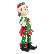 FIGURINE LUTIN NOËL RÉSINE 7X5.5X15CM ROUGE VERT