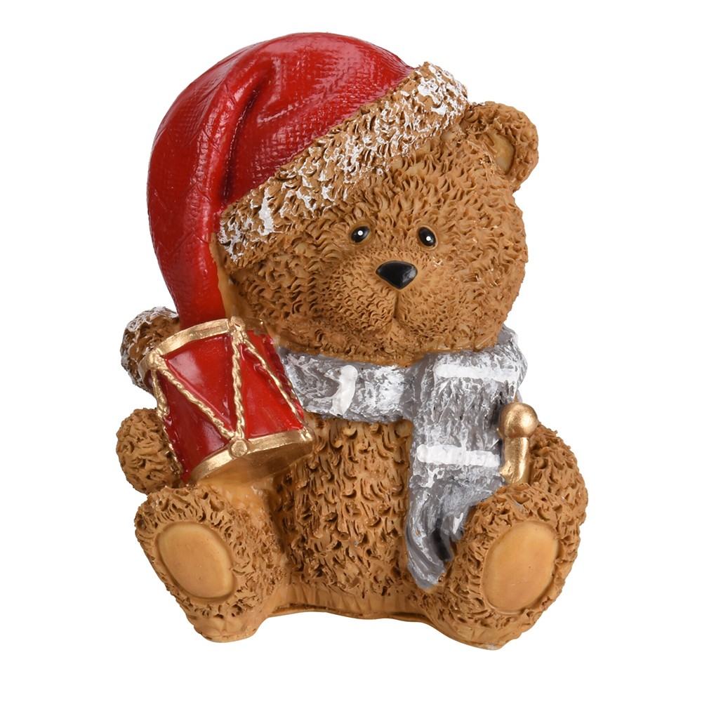 FIGURINE OURS NOËL POLYRÉSINE 10CM