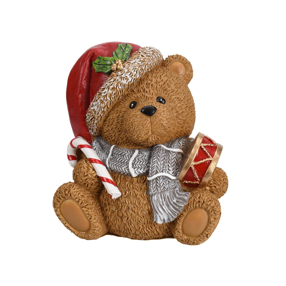 FIGURINE OURS NOËL POLYRÉSINE 14.5CM