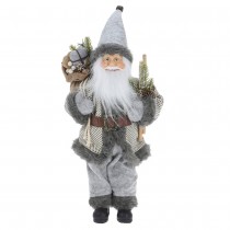 FIGURINE PÈRE NOËL DEBOUT HOTTE 22X16X57CM GRIS