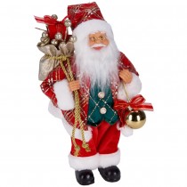 FIGURINE PÈRE NOËL HOTTE GARNIE 30CM ROUGE
