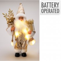 FIGURINE PÈRE NOÊL LED BLANC CHAUD 30CM OR