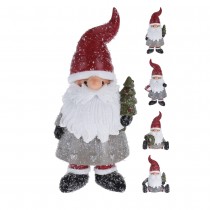 FIGURINE PÈRE NOËL RÉSINE GRIS ROUGE