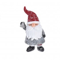 FIGURINE PÈRE NOËL RÉSINE NEIGE GRIS ROUGE