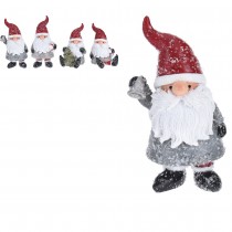 FIGURINE PÈRE NOËL RÉSINE NEIGE GRIS ROUGE