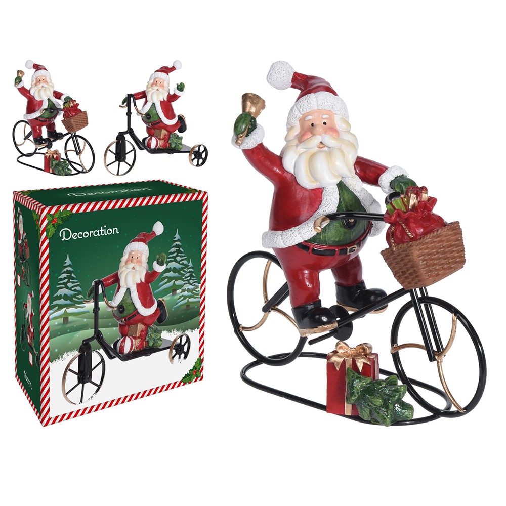 FIGURINE PÈRE NOËL RÉSINE VÉLO MÉTAL 16.5CM ROUGE FIGURINE PÈRE NOËL RÉSINE VÉLO MÉTAL 16.5CM ROUGE