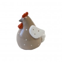 FIGURINE POULE FANTAISIE RÉSINE 10.5X7X8.5CM TAUPE