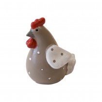 FIGURINE POULE FANTAISIE RÉSINE 5X5.5X3.7CM TAUPE