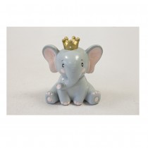 FIGURINE RÉSINE ÉLÉPHANT COURONNE DORÉE 6CM