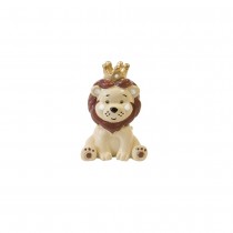 FIGURINE RÉSINE LION COURONNÉ DORÉE 6X4CM