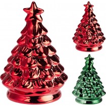 FIGURINE SAPIN DOLOMITE 12CM ROUGE VERT MÉTAL