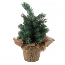 FIGURINE SAPIN ENNEIGÉ ARTIFICIEL SAC JUTE 30CM