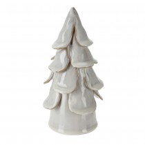 FIGURINE SAPIN NOËL PORCELAINE 20CM BLANC BRILLANT