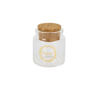FIOLE BAPTÊME COURONNE BOUCHON LIÈGE 4.5X5.5CM OR