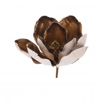 FLEUR MAGNOLIA SUR PINCE MÉTAL 20CM BRUN