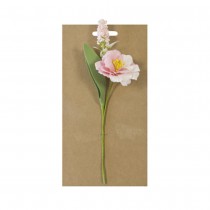 FLEUR PAPIER FEUILLES MOUSSE 19CM ROSE