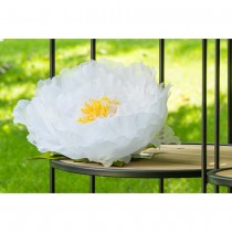 FLEUR PIVOINE ARTIFICIELLE TULLE 28X10CM BLANC
