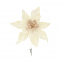 FLEUR POINSETTIA VELOURS PINCE 23X20CM IVOIRE
