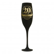 FLÛTE À CHAMPAGNE VERRE 20ANS 24CM NOIR OR
