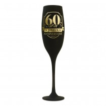 FLÛTE À CHAMPAGNE VERRE 60ANS 24CM NOIR OR