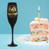 FLÛTE À CHAMPAGNE VERRE 60ANS 24CM NOIR OR