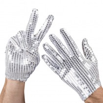 GANTS À SEQUINS ARGENTÉS ADULTE