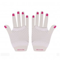 GANTS COURTS RÉSILLE 11CM BLANC ADULTE