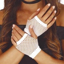 GANTS COURTS RÉSILLE 11CM BLANC ADULTE