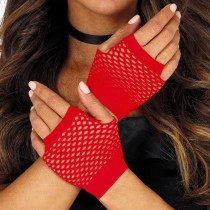 GANTS COURTS RÉSILLE 11CM ROUGE ADULTE