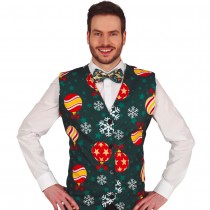 GILET BOULES DE NOËL VERT ADULTE