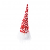 GNOME LUMINEUX LONG BONNET TISSU 8X8X19CM ROUGE