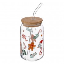 GOBELET PAILLE VERRE DÉLICES DES GNOMES 48CL