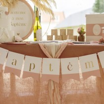 GUIRLANDE 7 FANIONS CARTON BAPTÊME N?\'UDS 2.6M ROSE