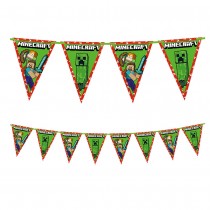 GUIRLANDE 9 FANIONS MINECRAFT JEUX VIDÉO 2.3M VERT