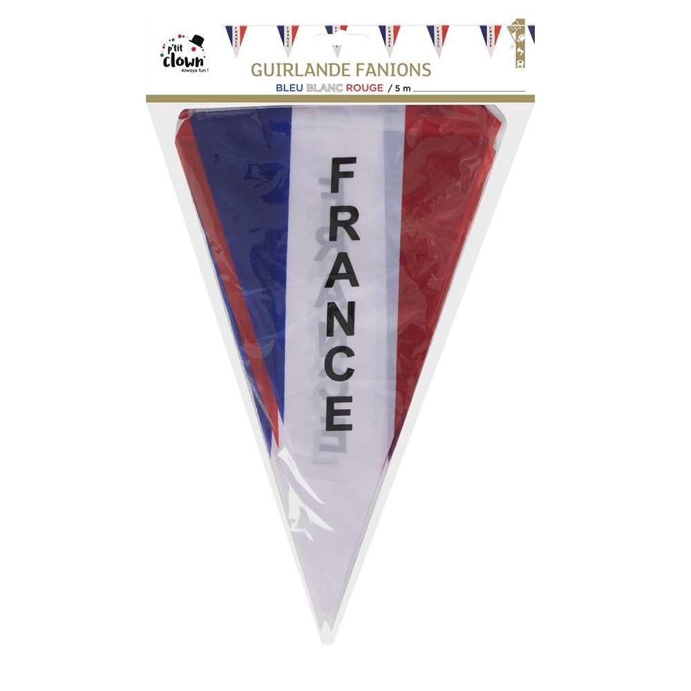 Guirlande de Drapeaux tricolores France - 5 mètres - Jour de Fête -  Supporters - Événements